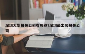 深圳大型报关公司有哪些?深圳最出名报关公司